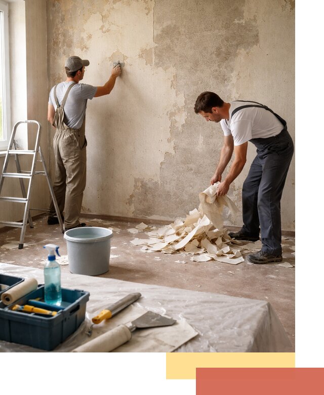 Снятие старых обоев в Лысьве быстро и качественно