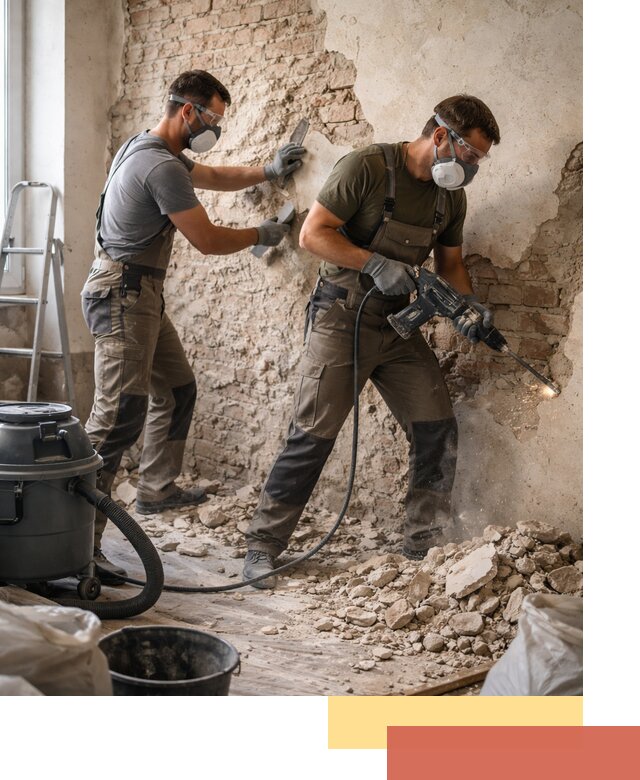 Демонтаж штукатурки со стен в Лысьве быстро и аккуратно