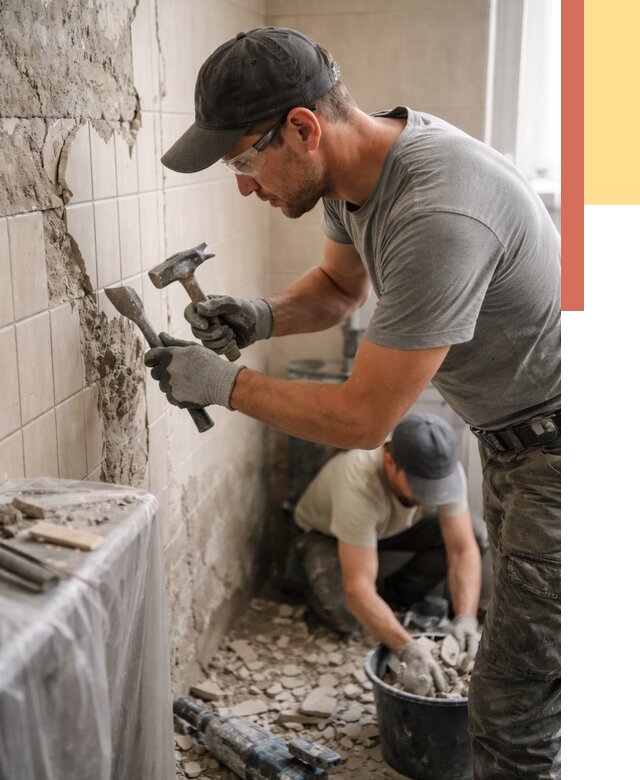 Демонтаж плитки со стен в Лысьве от 872 руб. — быстро и недорого | ОТДЕЛОЧНИК-Лсь