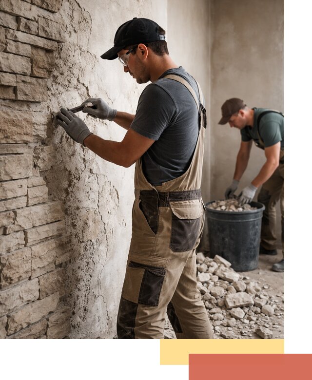 Демонтаж декоративного камня в Лысьве профессионально и безопасно