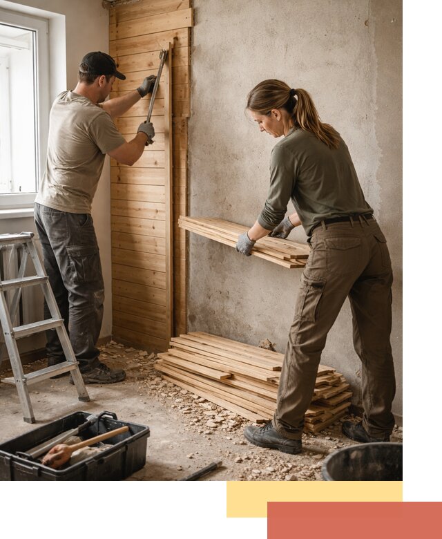 Демонтаж вагонки со стен в Лысьве — профессиональный демонтаж