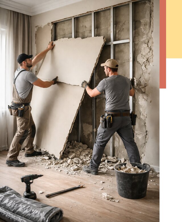 Демонтаж гипсокартона со стен в Лысьве от 359 руб. — услуги демонтажа | ОТДЕЛОЧНИК-Лсь