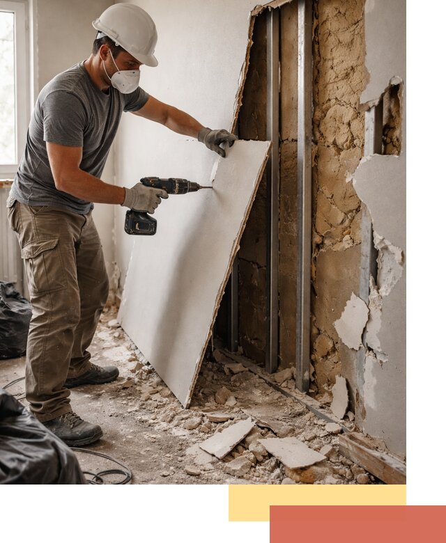 Демонтаж гипсокартона со стен в Лысьве качественно и быстро