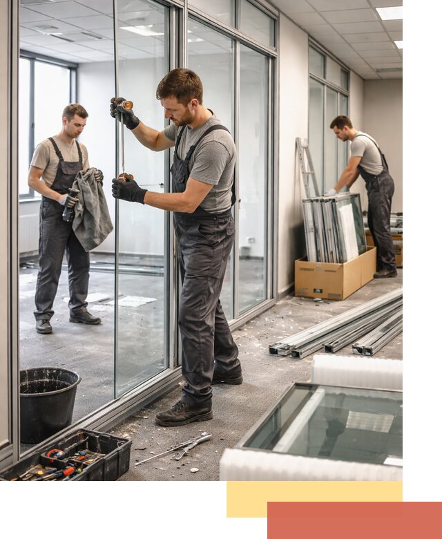 Демонтаж стеклянных перегородок в Лысьве быстро и безопасно