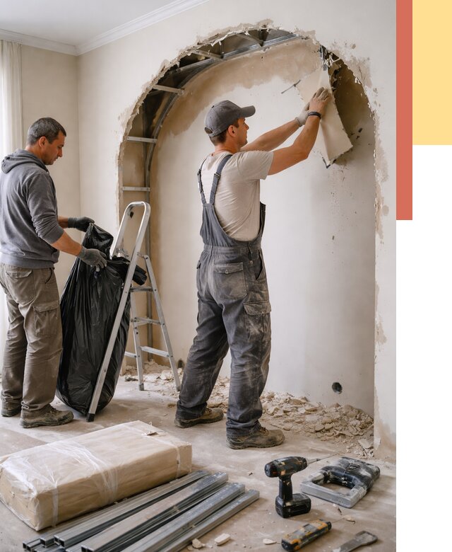 Демонтаж арки из гипсокартона в Лысьве от 3590 руб. — услуги под ключ | ОТДЕЛОЧНИК-Лсь