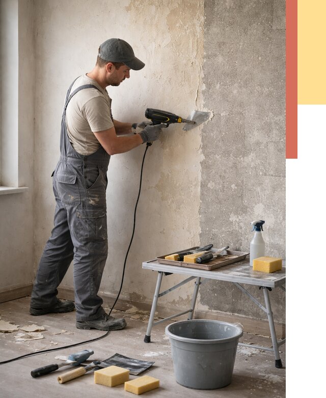 Очистка стен от клея в Лысьве от 1898 руб. — снятие и удаление клея со стен | ОТДЕЛОЧНИК-Лсь