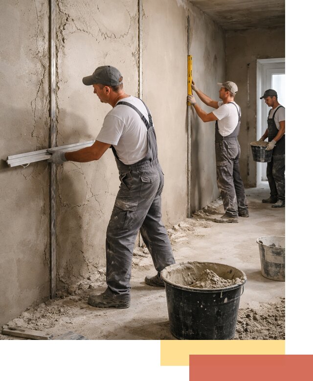 Штукатурка стен по маякам в Лысьве — точная и ровная поверхность