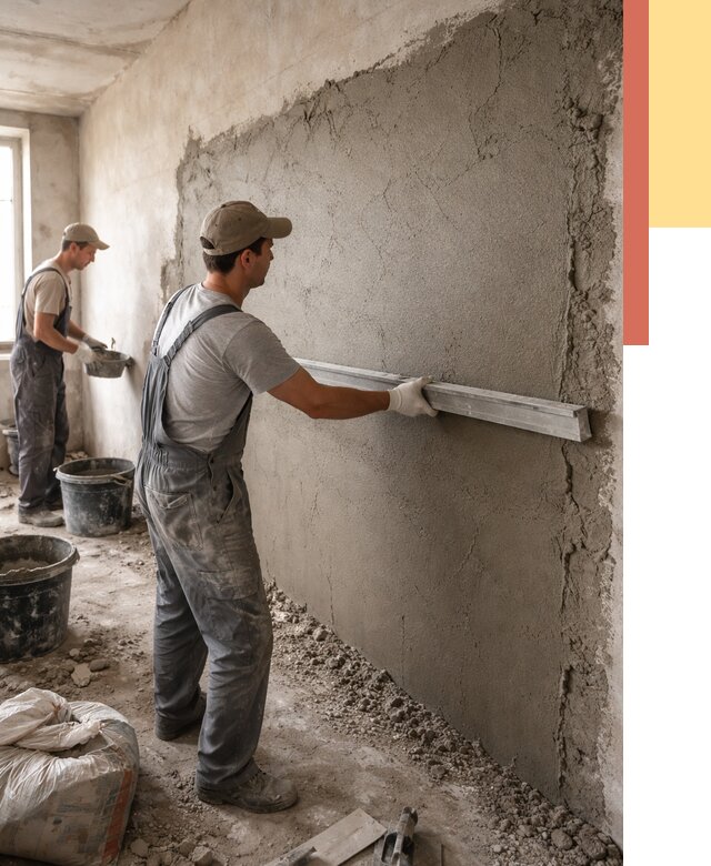 Цементная штукатурка стен в Лысьве от 4616 руб/м2 — быстро и недорого | ОТДЕЛОЧНИК-Лсь