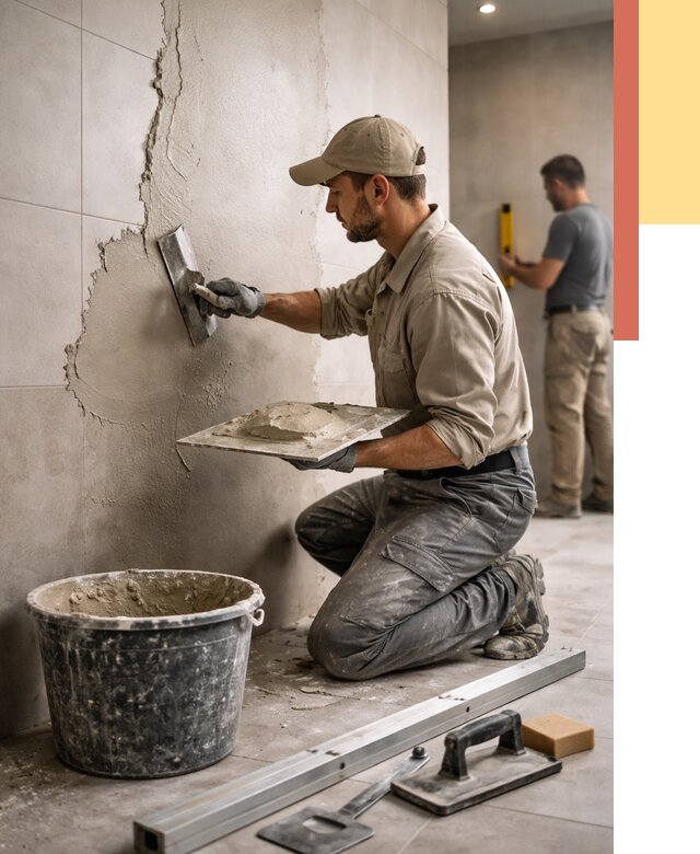 Штукатурка стен в ванной в Лысьве от 4616 руб./м² — выравнивание под ключ | ОТДЕЛОЧНИК-Лсь