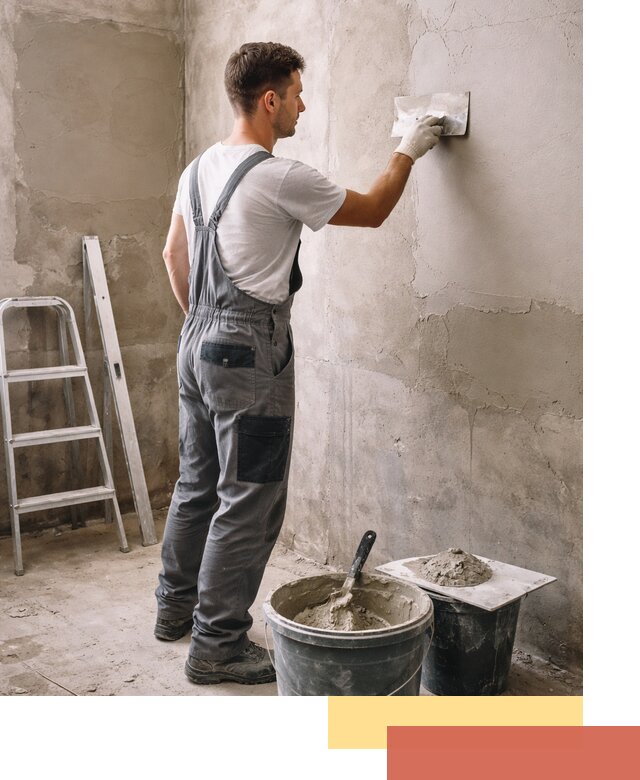 Штукатурка стен в ванной под ключ в Лысьве