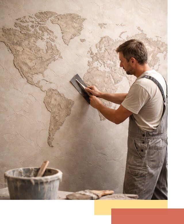 Декоративная штукатурка «Карта мира» под ключ в Лысьве