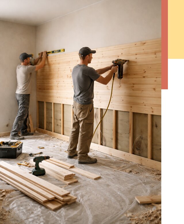 Монтаж деревянной вагонки на стены в Лысьве от 7693 руб. | Услуги монтажа вагонки | ОТДЕЛОЧНИК-Лсь