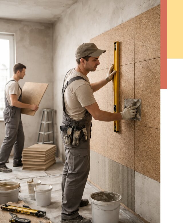 Монтаж пробковых панелей на стены в Лысьве от 3590 руб. — ОТДЕЛОЧНИК-Лсь