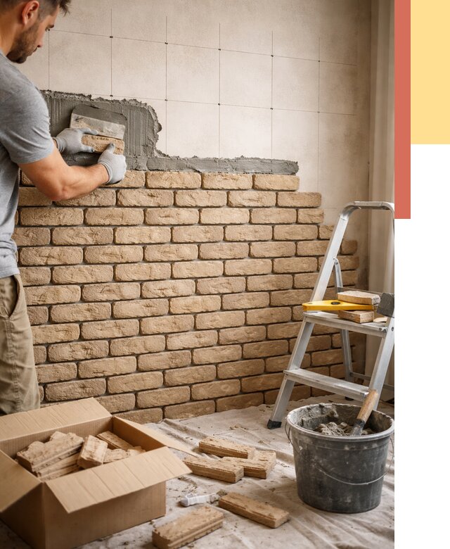 Монтаж декоративного кирпича в Лысьве от 3282 руб./м² — быстро и недорого | ОТДЕЛОЧНИК-Лсь