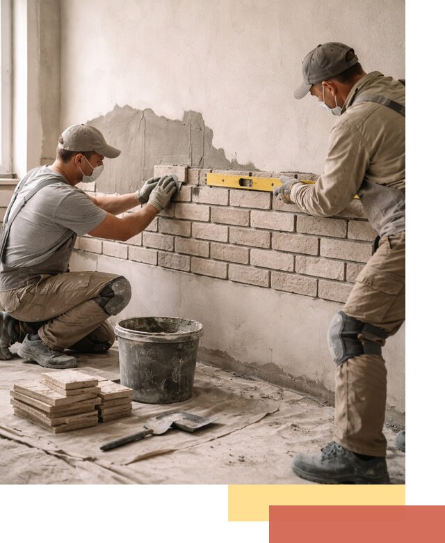 Монтаж декоративного кирпича профессионально в Лысьве