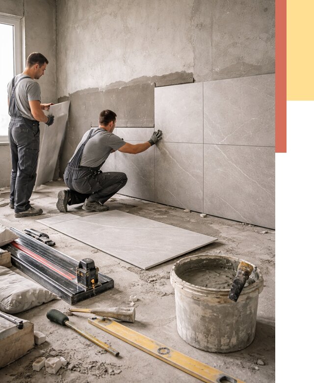 Облицовка стен керамогранитом в Лысьве от 4308 руб./м² — услуги под ключ | ОТДЕЛОЧНИК-Лсь