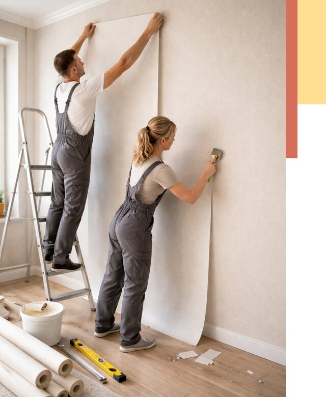 Поклейка флизелиновых обоев в Лысьве от 6154 руб. | Быстро и недорого — ОТДЕЛОЧНИК-Лсь