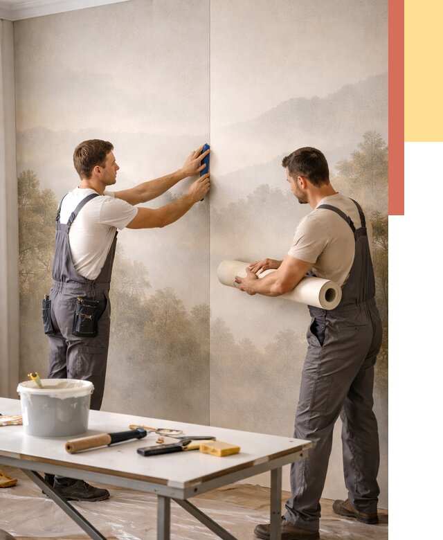 Поклейка фотообоев в Лысьве от 8718 руб/м² — быстро и недорого | ОТДЕЛОЧНИК-Лсь