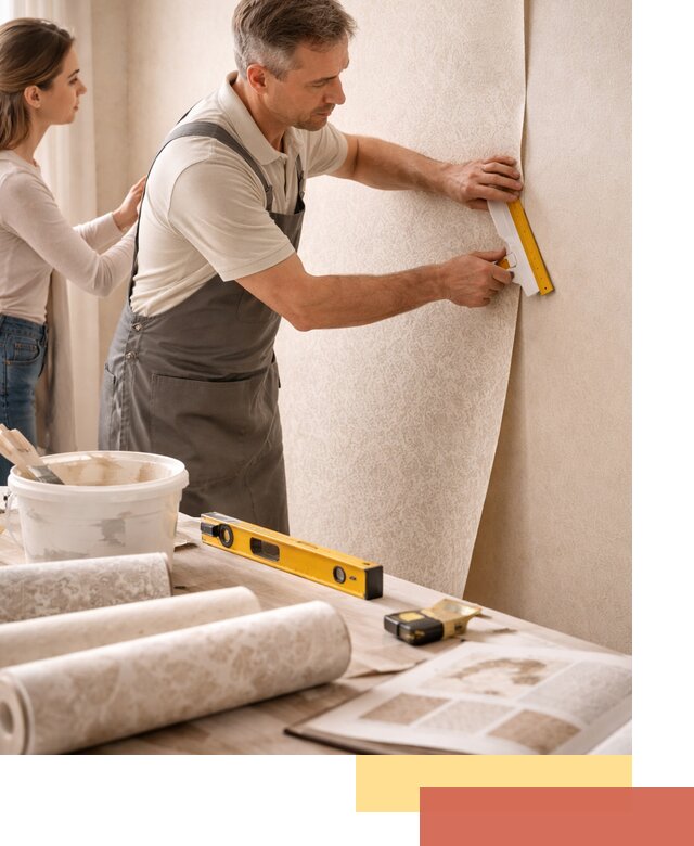 Поклейка обоев с подбором рисунка в Лысьве