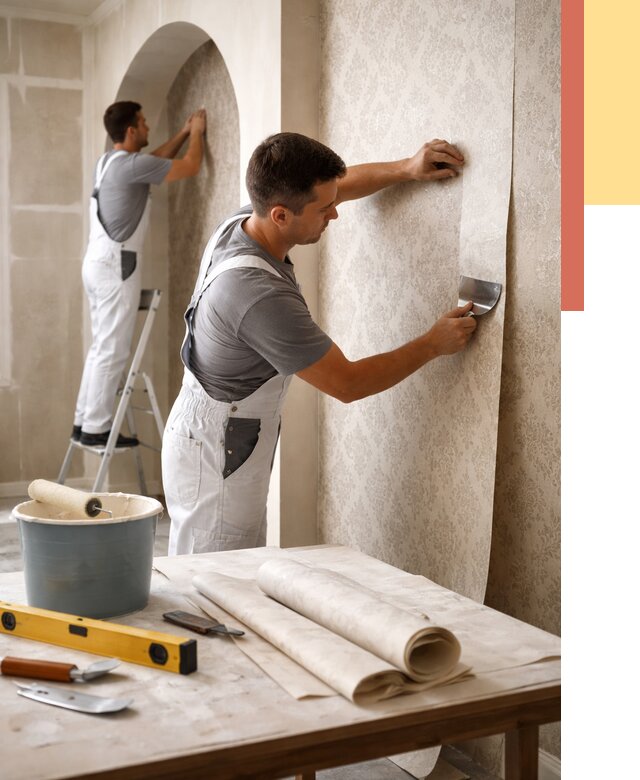 Поклейка обоев на сложные стены в Лысьве от 2872 руб. под ключ | ОТДЕЛОЧНИК-Лсь