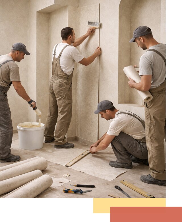 Поклейка обоев на сложные стены и неровные поверхности в Лысьве