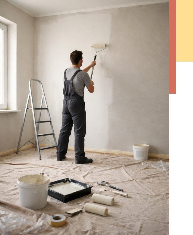 Покраска стен моющейся краской в Лысьве от 359 руб./м² — быстро и недорого | ОТДЕЛОЧНИК-Лсь