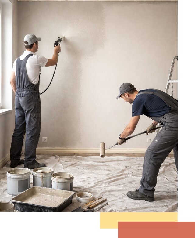 Покраска стен моющейся краской и защита поверхностей в Лысьве