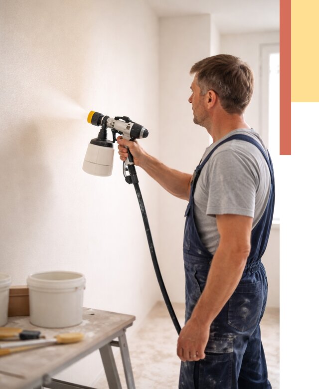 Покраска стен краскопультом в Лысьве от 7693 руб. — механизированная покраска | ОТДЕЛОЧНИК-Лсь