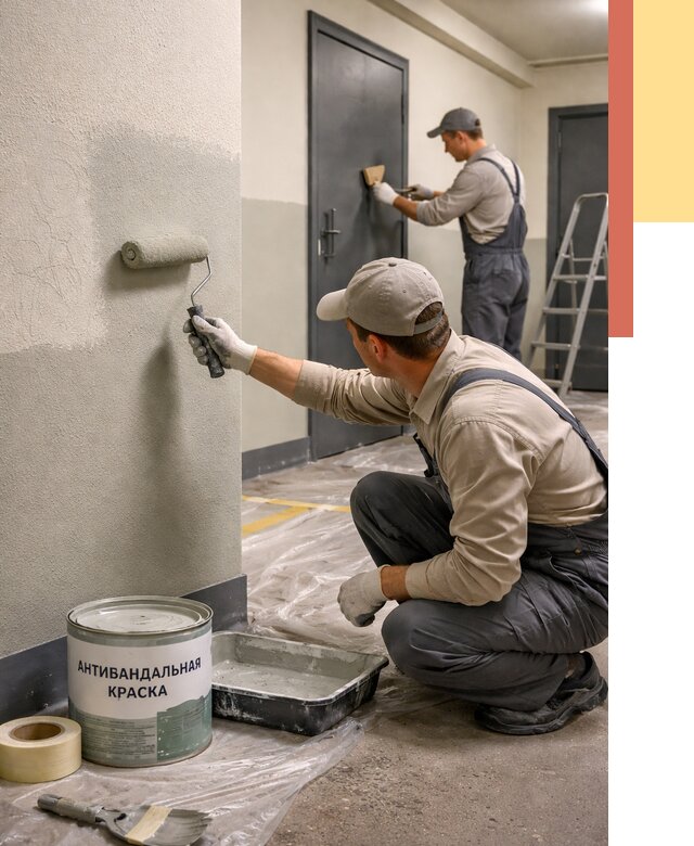 Покраска стен антивандальной краской в Лысьве от 4616 руб./м² под ключ | ОТДЕЛОЧНИК-Лсь