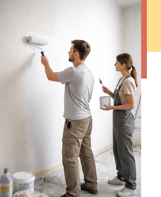 Окраска стен по стеклохолсту в Лысьве от 4616 руб/м² под ключ | ОТДЕЛОЧНИК-Лсь