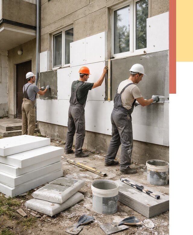 Утепление стен пенопластом в Лысьве от 1795 руб. — недорого и под ключ | ОТДЕЛОЧНИК-Лсь