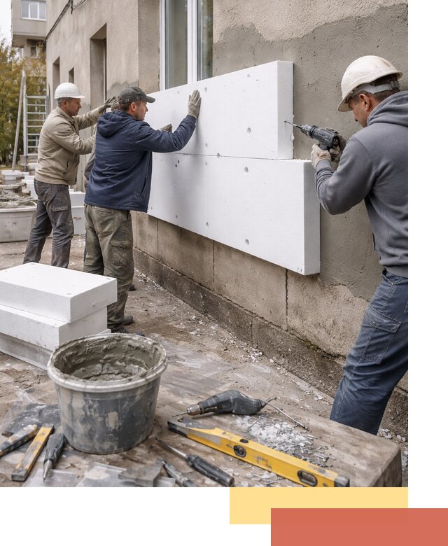 Утепление наружных стен пенопластом в Лысьве