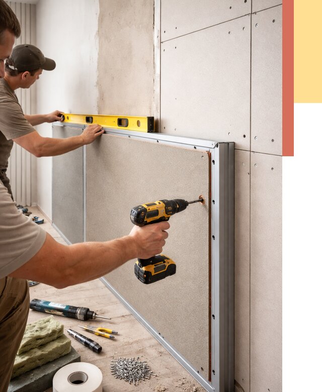 Шумоизоляция стен панелями ЗИПС в Лысьве от 2257 руб./м² под ключ | ОТДЕЛОЧНИК-Лсь