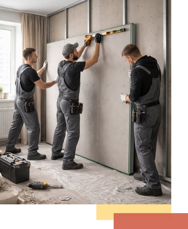 Шумоизоляция стен панелями ЗИПС в Лысьве для жилых и коммерческих помещений