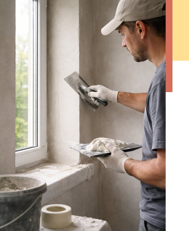 Штукатурка откосов в Лысьве от 4616 руб/м² — услуги и выравнивание под ключ | ОТДЕЛОЧНИК-Лсь