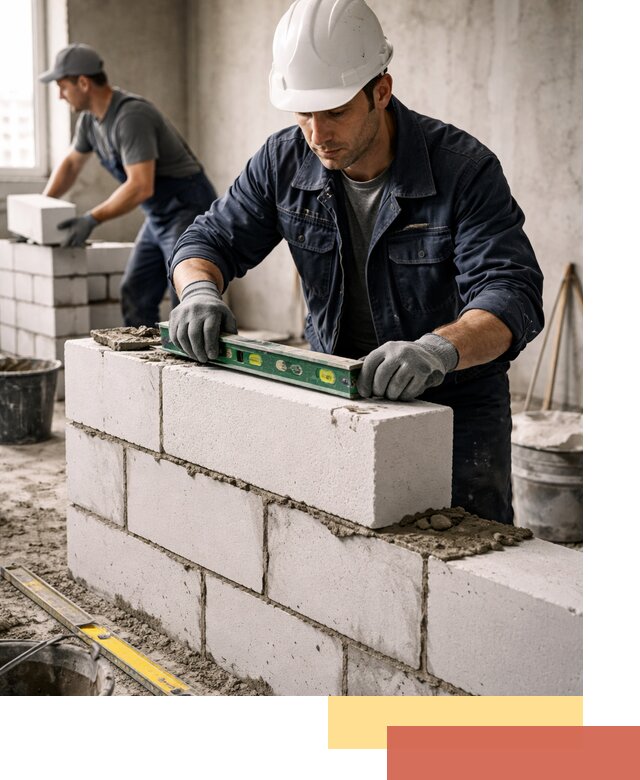 Кладка перегородок из пеноблока под ключ в Лысьве