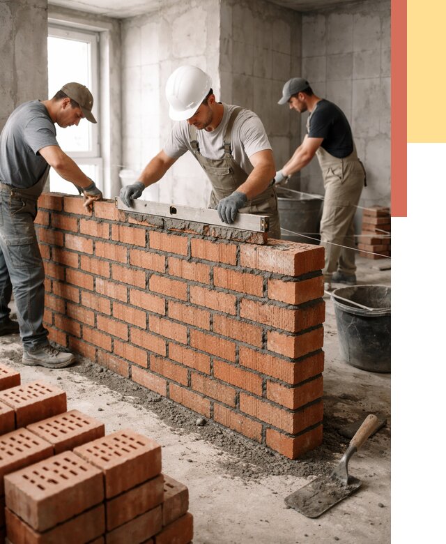 Кладка перегородок из кирпича в Лысьве от 3590 руб. за м² | ОТДЕЛОЧНИК-Лсь