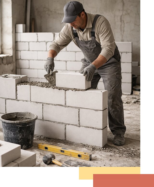 Кладка перегородок из силикатного блока в Лысьве