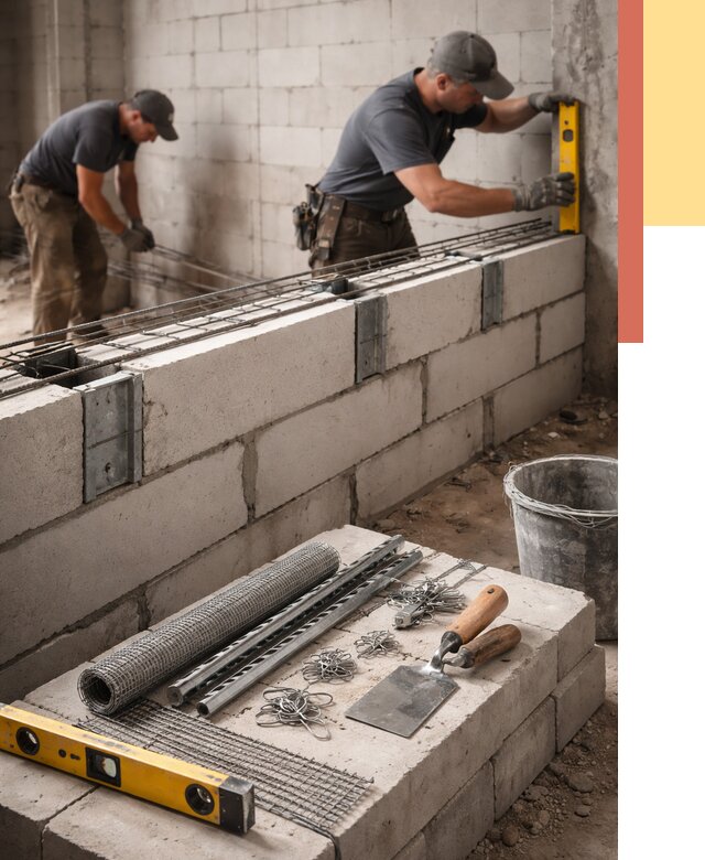Армирование кладки перегородок в Лысьве от 769 руб. под ключ | ОТДЕЛОЧНИК-Лсь