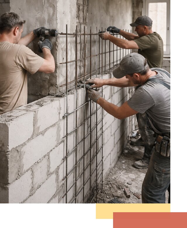 Армирование кладки перегородок в Лысьве профессионально и надёжно