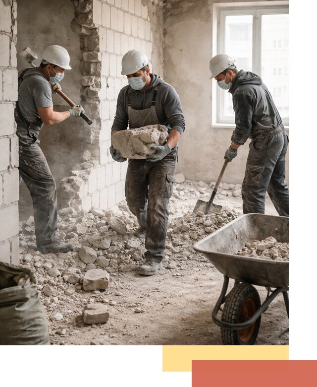 Демонтаж блочных перегородок в Лысьве быстро и аккуратно