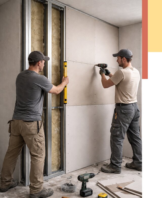 Монтаж двухслойной перегородки из гипсокартона в Лысьве от 1487 руб. | ОТДЕЛОЧНИК-Лсь