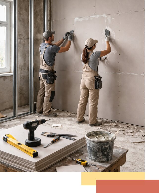 Монтаж двухслойной перегородки из гипсокартона в Лысьве