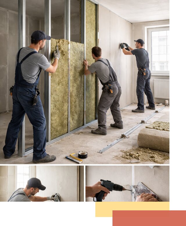 Перегородка из гипсокартона с шумоизоляцией в Лысьве — монтаж под ключ