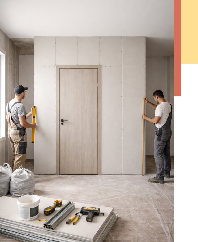 Перегородка из гипсокартона с дверью в Лысьве от 4616 руб. под ключ | ОТДЕЛОЧНИК-Лсь