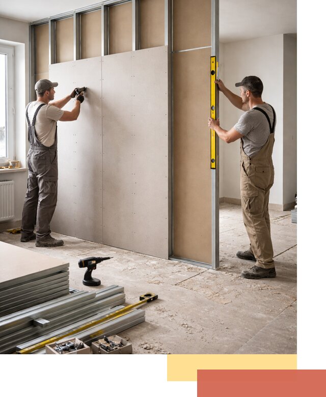 Зонирующая перегородка из гипсокартона под ключ в Лысьве