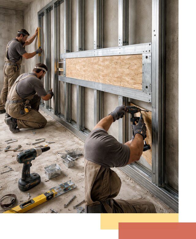 Усиленная перегородка для крепления тяжёлых конструкций в Лысьве