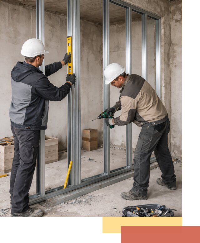 Монтаж каркаса перегородки из профиля в Лысьве