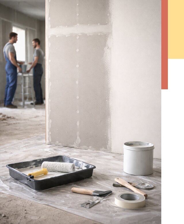 Покраска перегородок из гипсокартона в Лысьве от 4616 руб. под ключ | ОТДЕЛОЧНИК-Лсь