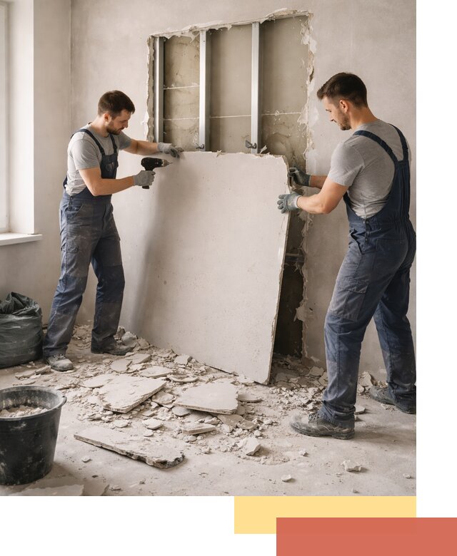 Демонтаж перегородки из гипсокартона в Лысьве быстрый и аккуратный